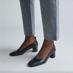 Everlane Black Leather Block Heel Shoes